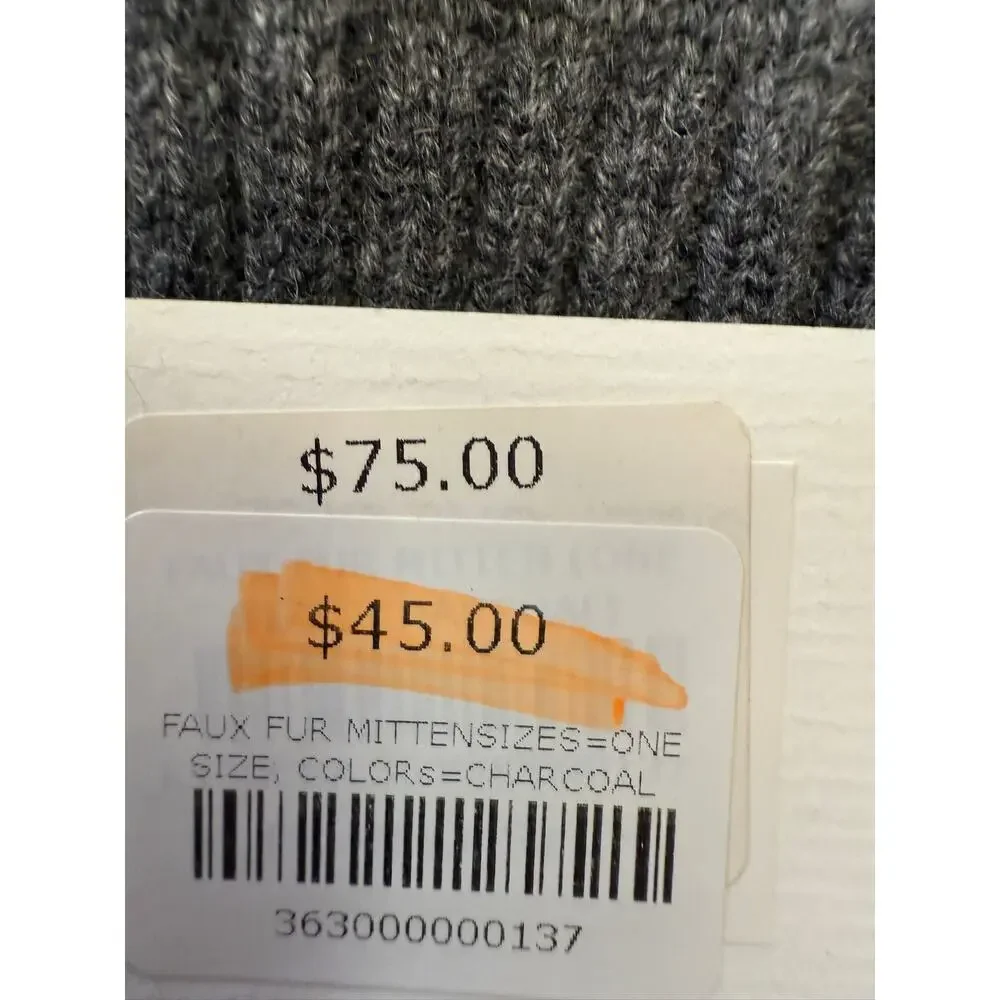 Carolina Amato‎ Women's One Size Gray Wool Cashmere Blend Mittens NWT